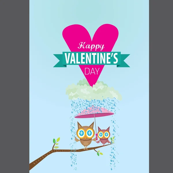 San Valentín hermosa tarjeta con par de pájaros — Archivo Imágenes Vectoriales