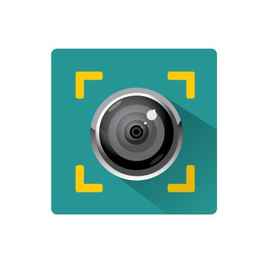 Retro kamera düz simge vektör çizim