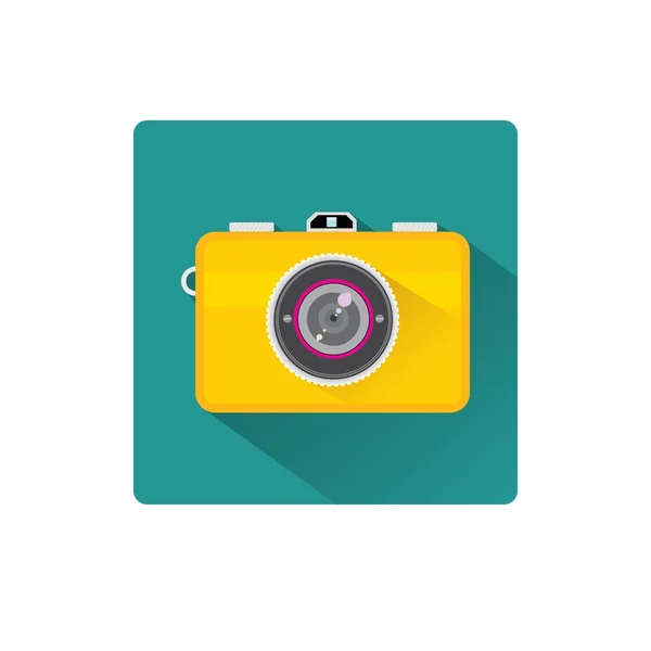 Retro camera platte pictogram vectorillustratie — Wektor stockowy