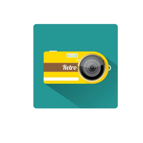 Retro camera platte pictogram vectorillustratie — Wektor stockowy