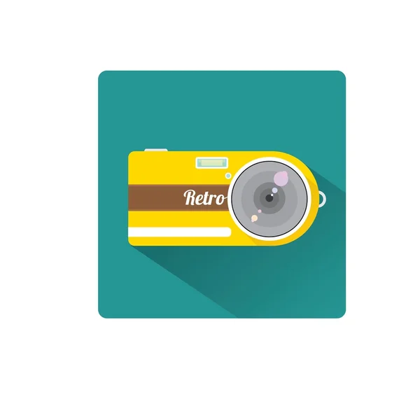 Retro camera platte pictogram vectorillustratie — Wektor stockowy