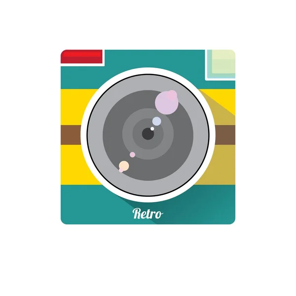 Retro camera platte pictogram vectorillustratie — Wektor stockowy