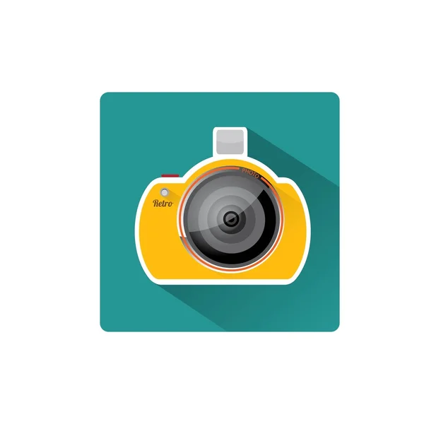 Retro camera platte pictogram vectorillustratie — Wektor stockowy