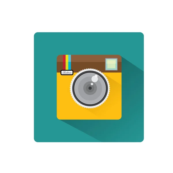 Retro Camera flat icon vector illustration — Stock Vector