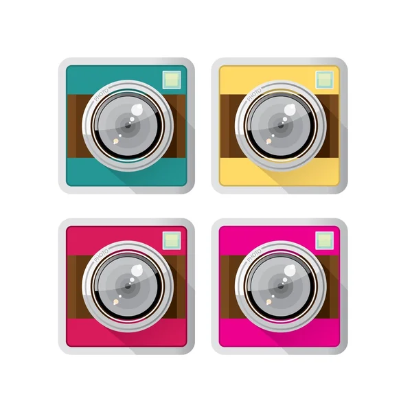 Retro Camera icone piatte set vettoriale illustrazione — Vettoriale Stock