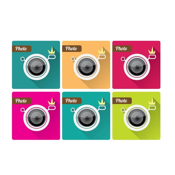 Retro Camera flat icons set vector illustration — Stock Vector