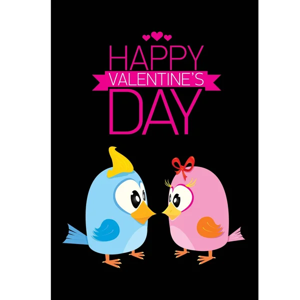 Valentine day beautiful card with couple birds — Stock Vector