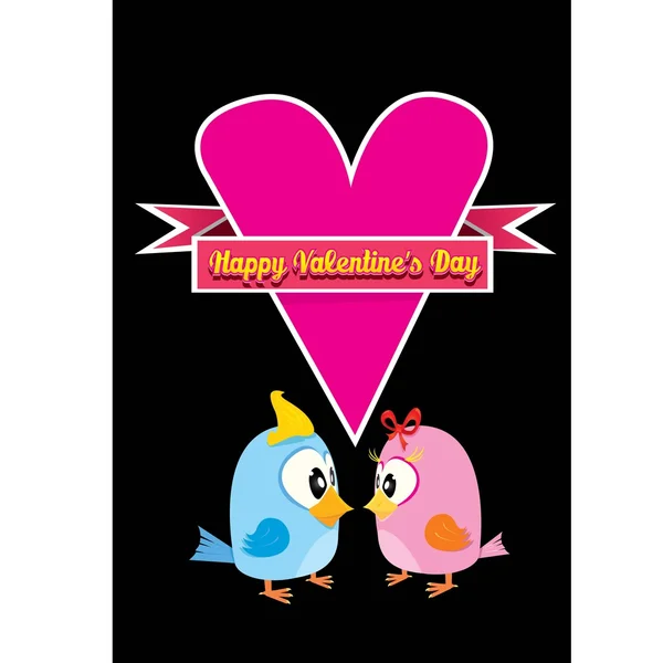 День святого Валентина красива листівка з парою птахів — стоковий вектор