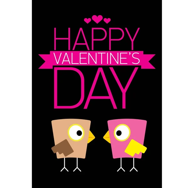 Valentine day beautiful card with couple birds — Stock Vector