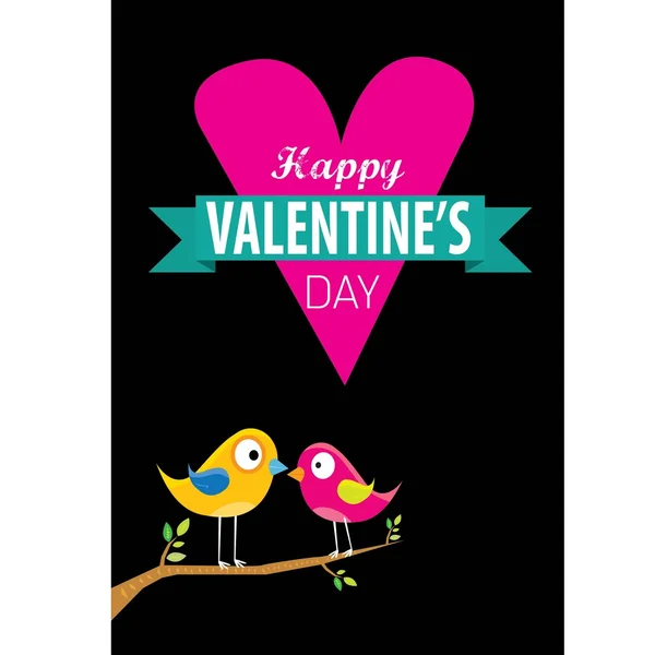 Valentine day beautiful card with couple birds — Stock Vector