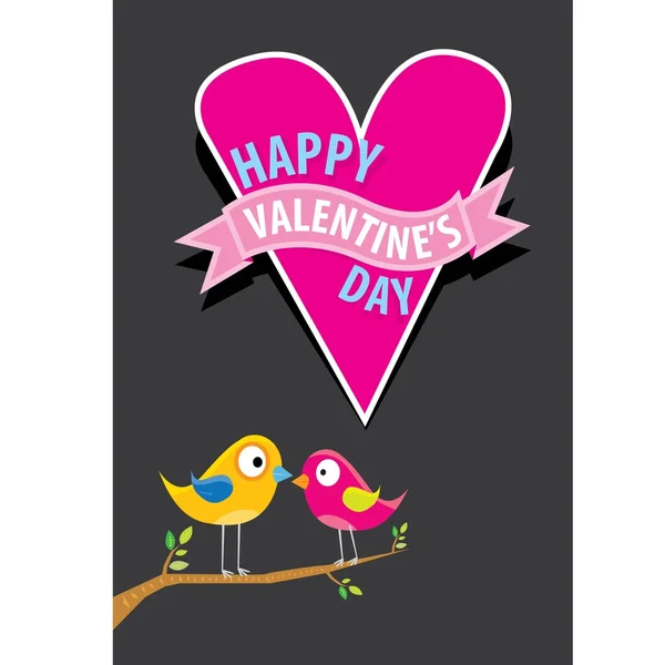 Valentine day beautiful card with couple birds — Stock Vector