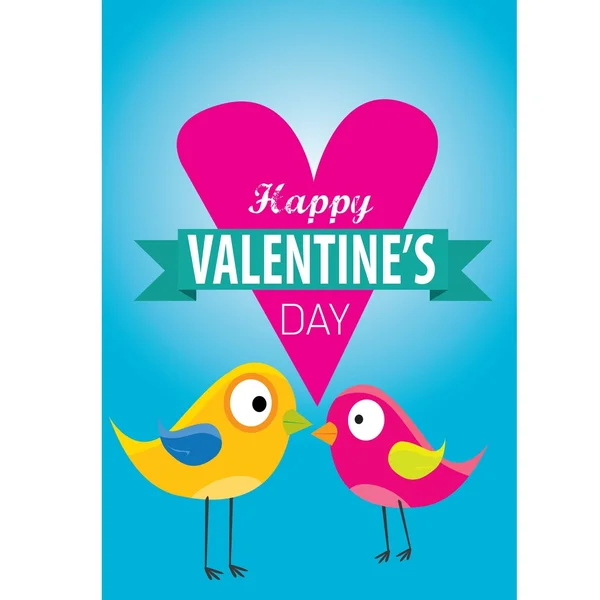 Dag van de Valentijnskaart mooie kaart met paar vogels — Stockvector