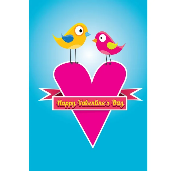 Valentine day beautiful card with couple birds — Stock Vector