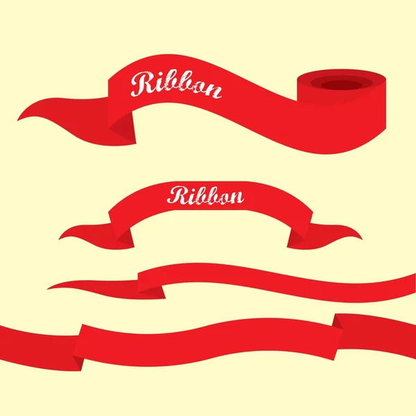 Set of retro red ribbons and labels. — Stock Vector