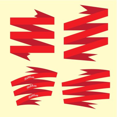 retro kırmızı kurdele ve etiketleri kümesi.