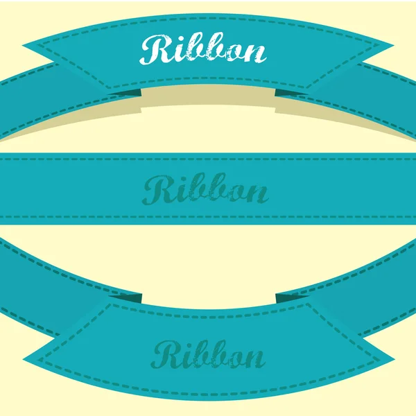 Set of retro blue ribbons and labels. — Stock Vector