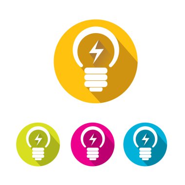 vektör düz ampul fikir simgesi toplama