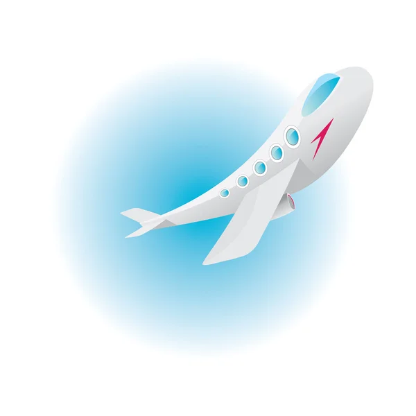 Vector airplane icon. cartoon plane in blue sky — Stock Vector