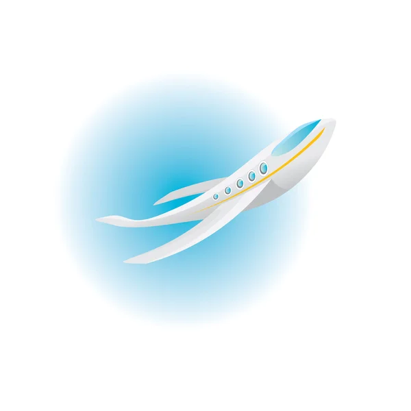 Vektorflugzeug-Symbol. Cartoon-Flugzeug am blauen Himmel — Stockvektor