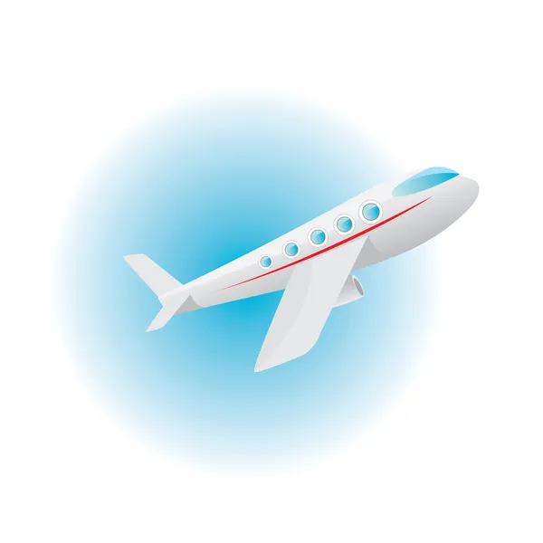 Vector airplane icon. cartoon plane in blue sky — Stock Vector