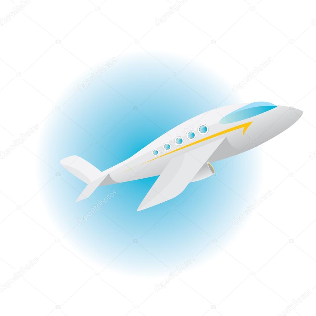 Vector airplane icon. cartoon plane in blue sky