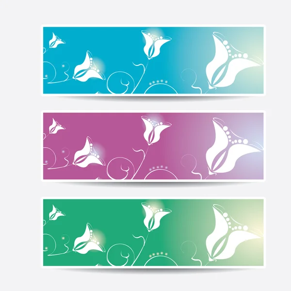 Colección banners diseño floral — Vector de stock