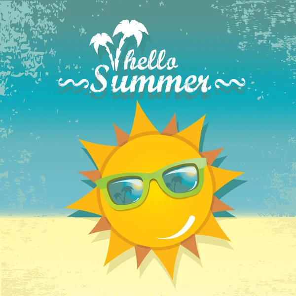 Ciel d'été avec soleil avec lunettes de soleil — Image vectorielle