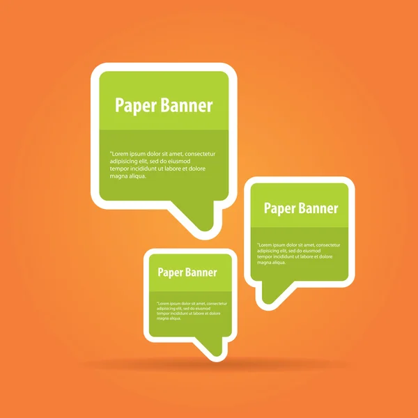 Banner de papel verde vectorial sobre fondo naranja — Vector de stock