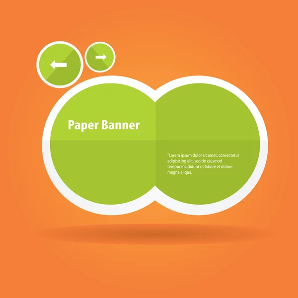 Vector green paper banner on orange background — Stock Vector
