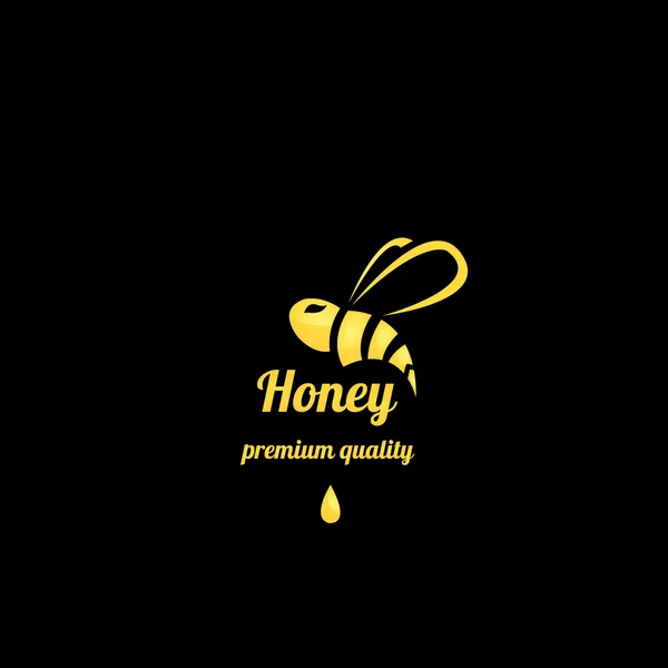 Χρυσή μέλισσα εικονίδιο του φορέα σε μαύρο φόντο — Διανυσματικό Αρχείο