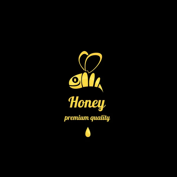 Vector icono de la abeja dorada sobre fondo negro — Vector de stock