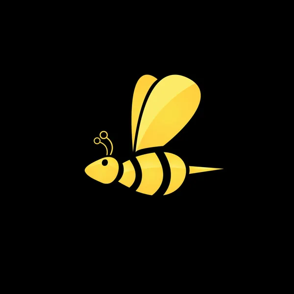 Vector icono de la abeja dorada sobre fondo negro — Vector de stock