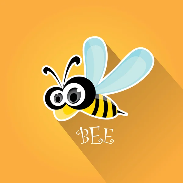 Cartoon cute bright baby bee on honey background — Stock Vector