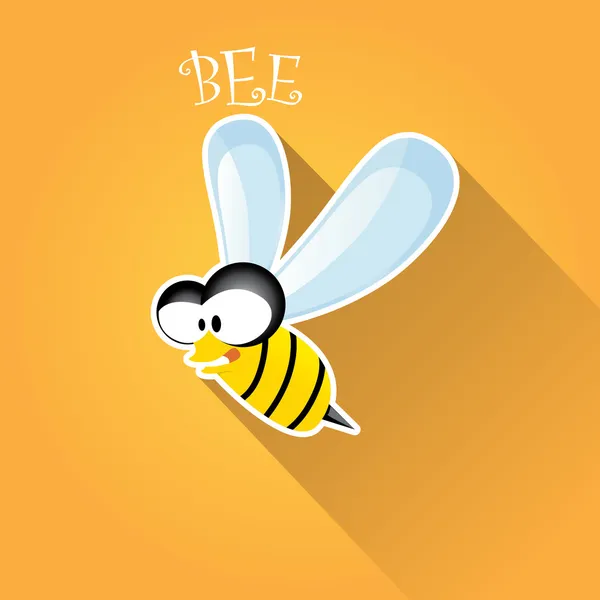 Cartoon cute bright baby bee on honey background — Stock Vector