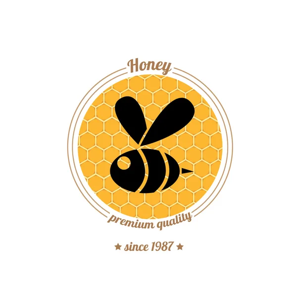 Vector  bee icon on honey comb background — Stock Vector