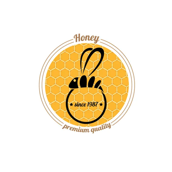 Μέλισσα εικονίδιο του φορέα σε φόντο χτένα μέλι — Διανυσματικό Αρχείο