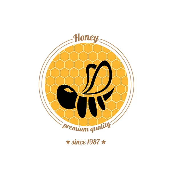 Векторна іконка бджоли на фоні медового гребінця — стоковий вектор