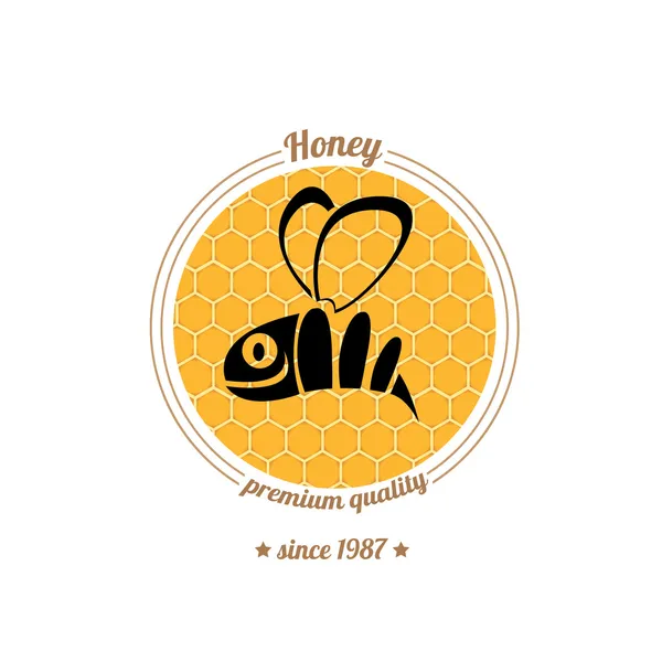 Vector  bee icon on honey comb background — Stock Vector