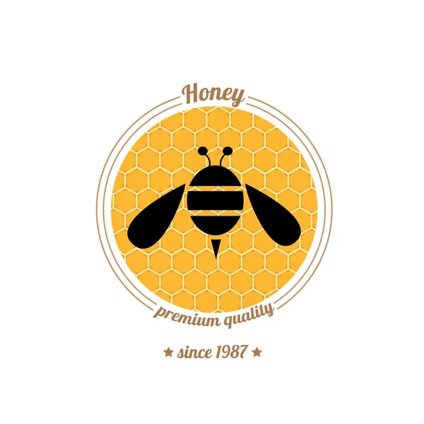 Icône d'abeille vecteur sur fond de peigne de miel — Image vectorielle