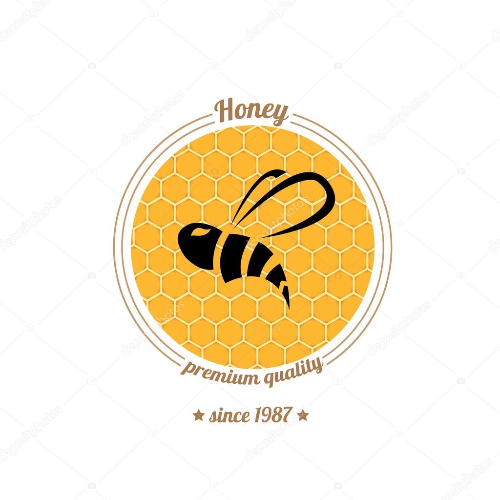 vector  bee icon on honey comb background