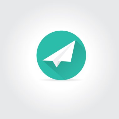 uzun gölge ile vektör kağıt uçak simgesi