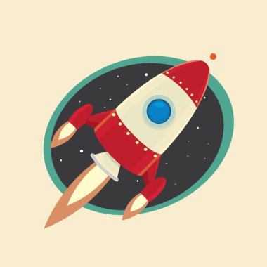 uzay roketi Vintage tarzı retro posteri