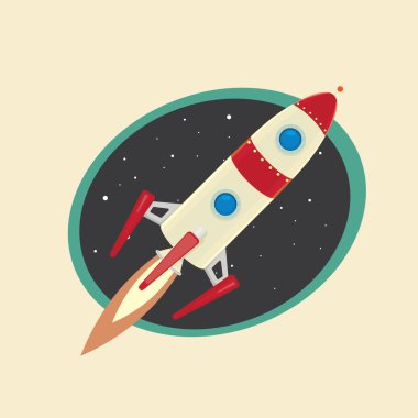 uzay roketi Vintage tarzı retro posteri