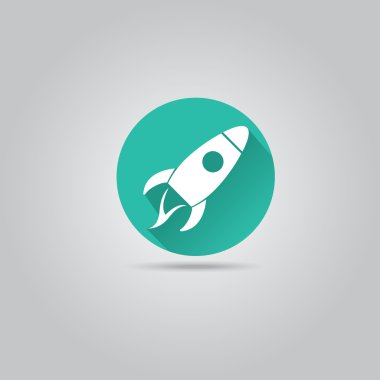 Rocket flat icon with long shadow clipart