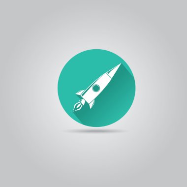 Rocket flat icon with long shadow clipart