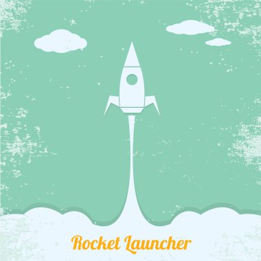 vintage style retro poster of Rocket launcher clipart