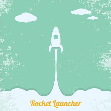 vintage style retro poster of Rocket launcher clipart