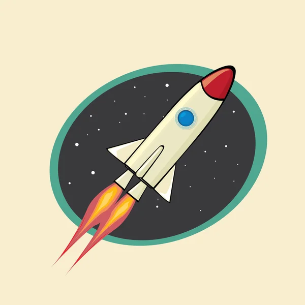 Vintage style retro poster of Space rocket — Stock Vector