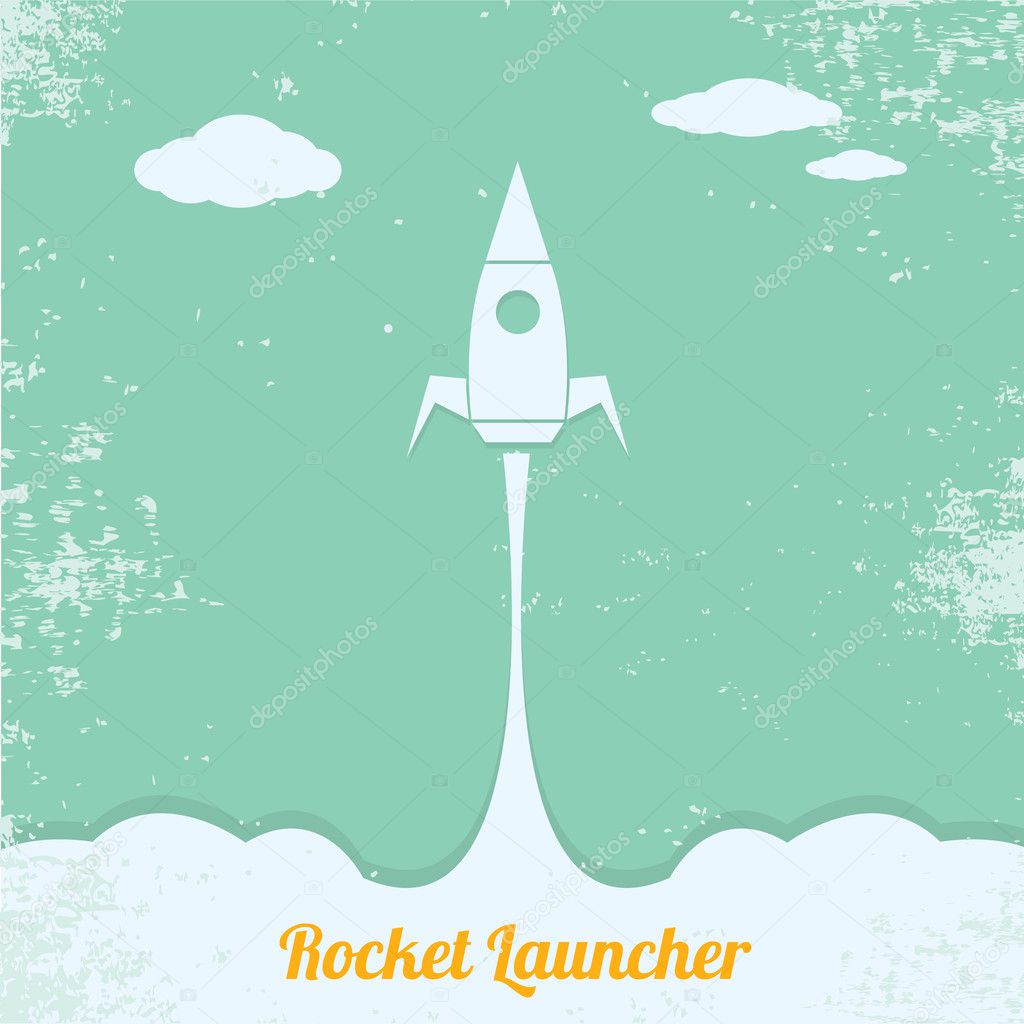 vintage style retro poster of Rocket launcher