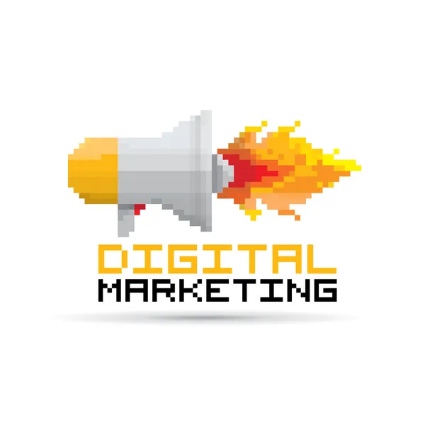 ateş ile vektör düz piksel sanat megafon simgesi